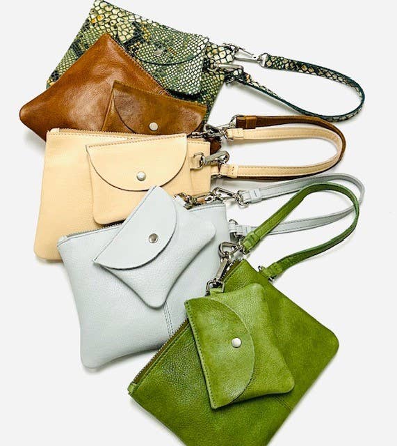 Handcrafted Leather Poetry Pouches: Sky Blue