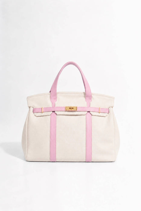 NEW! Premium Cotton Canvas Pastel Trim Canvas Boatkin Bag: Purple