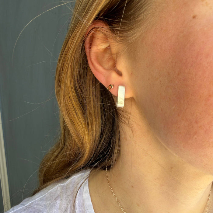 Small Flat Hoop Earrings in Silver or Vermeil: Vermeil