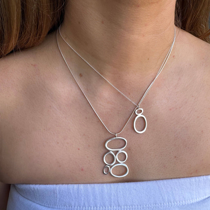 Small Double Oval Necklace in Silver or Vermeil: Silver