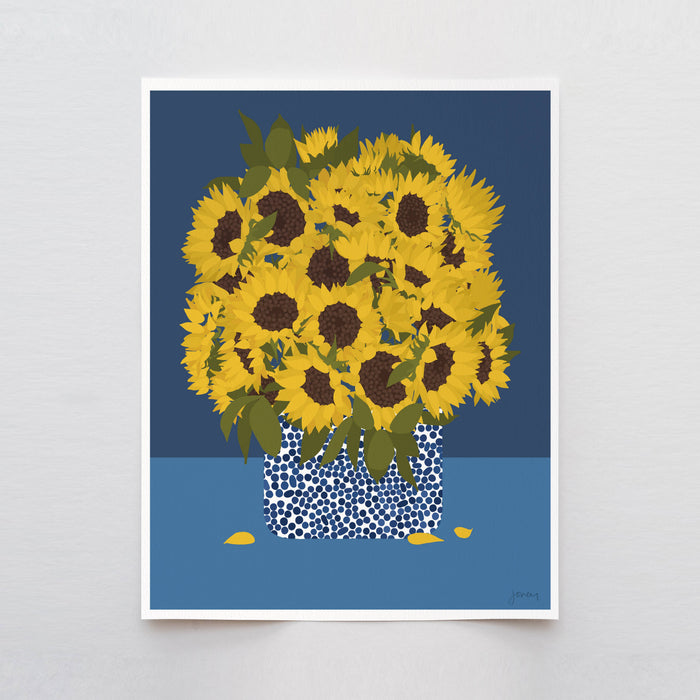 Sunflowers Still Art Print. Signed. Unframed. 231008: 11 x 14 unframed
