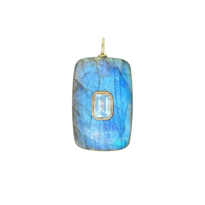 Labradorite Gemstone Pendant With Topaz: Mini Teardrop
