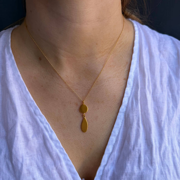 Disc & Drop Necklace in Silver or Vermeil: Silver