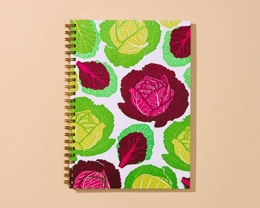 Letterpress A5 Lined Spiral Notebook—Cabbage Vegetable