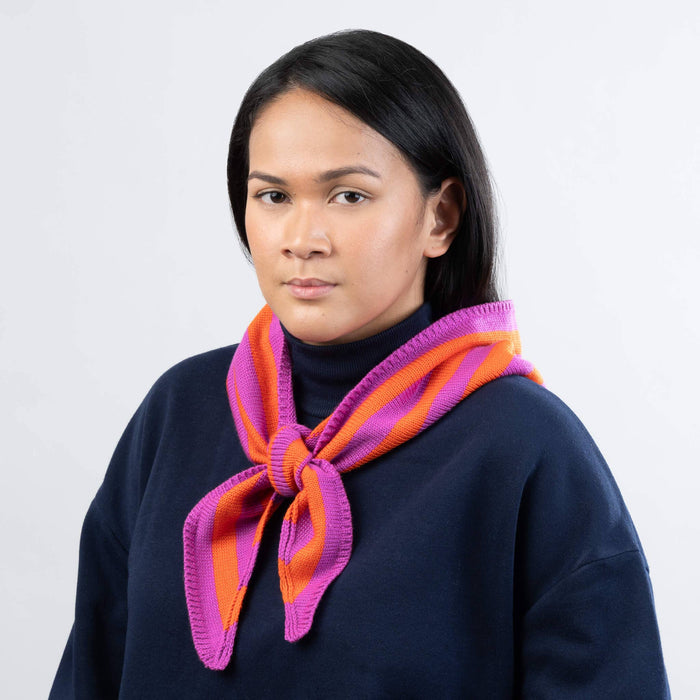 Simple Stripe Triangle Scarf: Lilac Denim