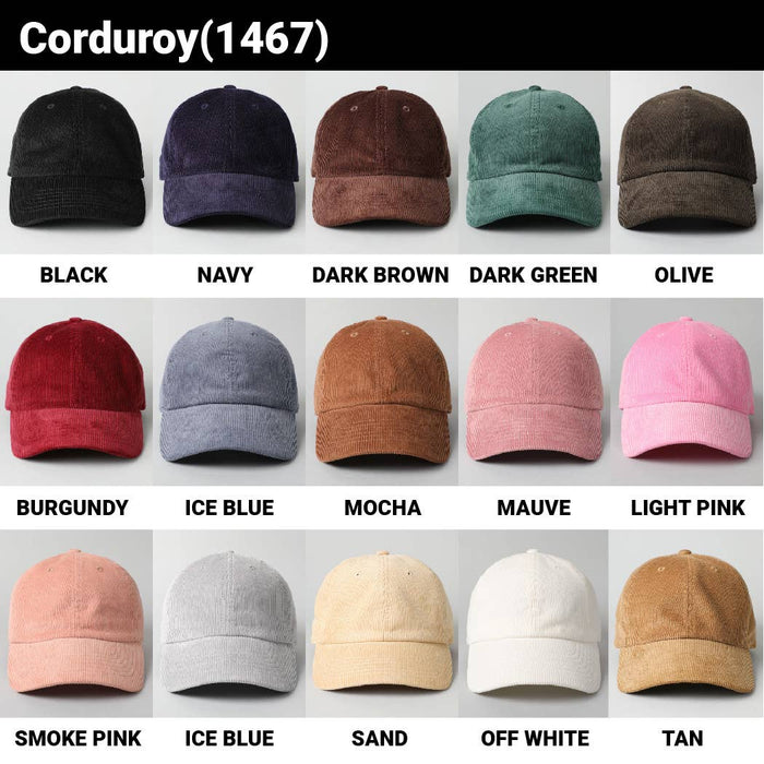 Custom Embroidery Corduroy Adjustable Cotton Baseball Cap: Corduroy