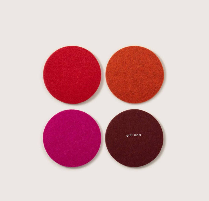 Bierfilzl Merino Wool Round Coaster Multi 4 Pack - Bordeaux