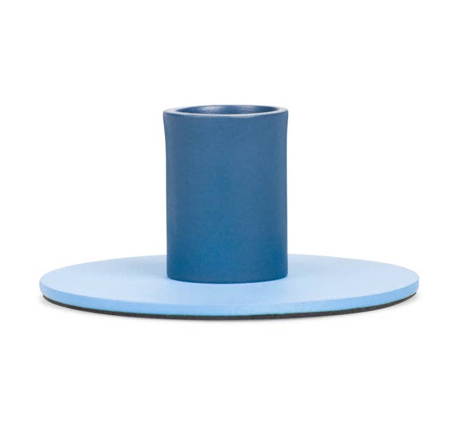 Small Two-Tone Nanking Blue & Midnight Blue Metal Candleholder