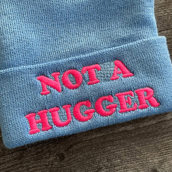 Not a Hugger knit hat beanie introvert winter Black blue: Black