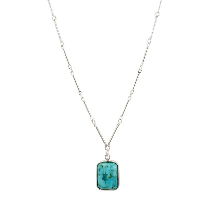 Faceted turquoise rectangle necklace: Silver