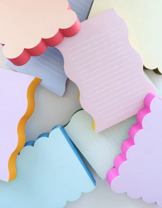 Scalloped Shaped Notepad | Lilac + Hot Pink Edge
