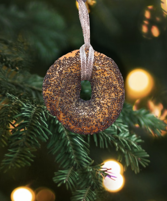 Real Bagel Ornaments: Poppyseed
