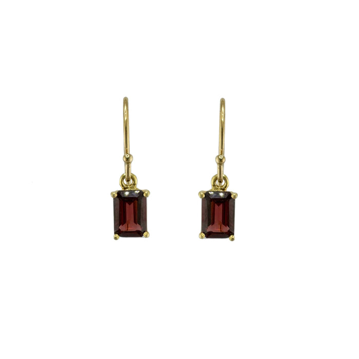 Garnet baguette earrings: Vermeil