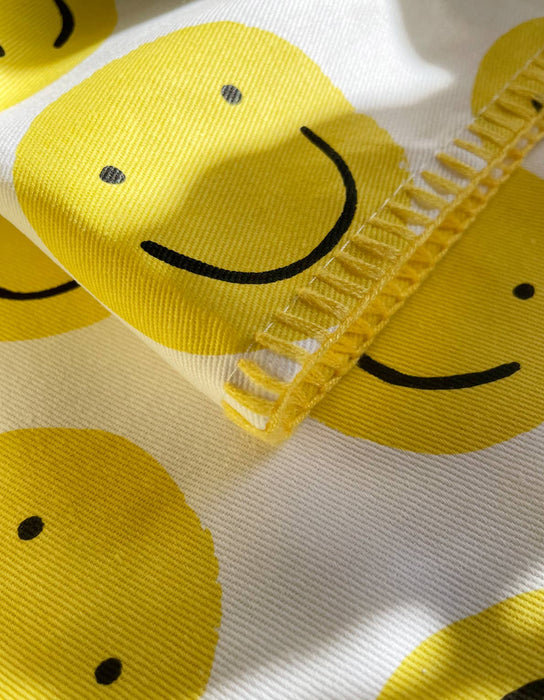 Cotton Tea Towel with Embroidered Detail | Smiley