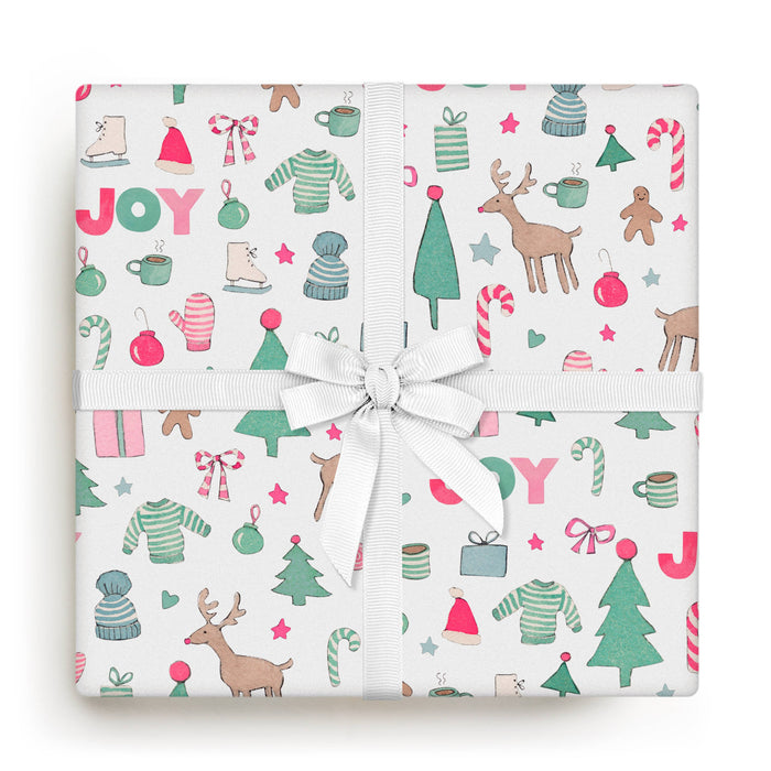 Merry Motif Roll of Gift Wrap | Holiday Wrapping Paper