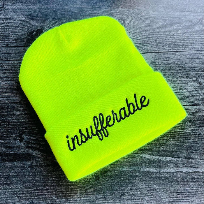 Insufferable knit beanie Winter hat yellow Made in America: Yellow