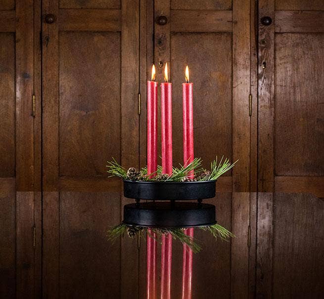 Round Metal Candle Platter - Jet Black