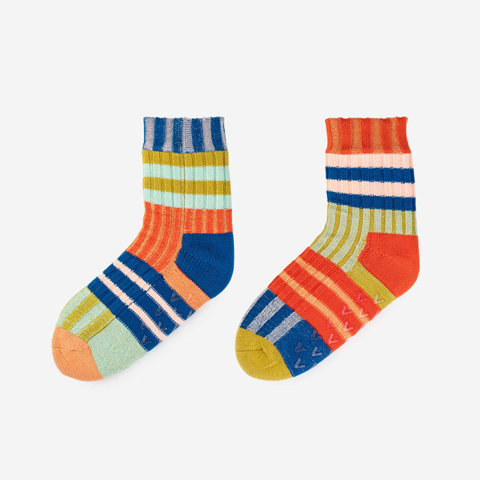 Patchwork Stripe House Socks: Rainbow / S/M - W 6-9<br>M 5-7.5
