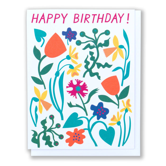 Mod Birthday Flowers Note Card