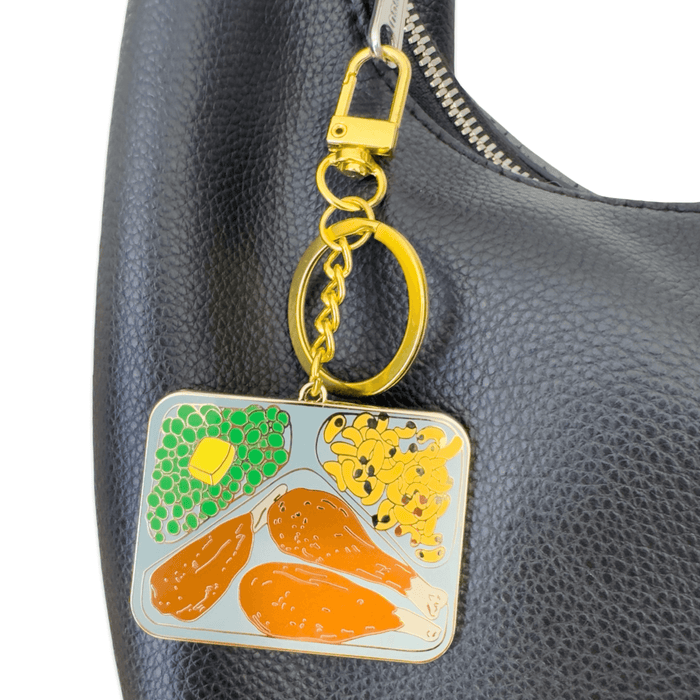 Retro TV Dinner Enamel Bag Charm & Keychain