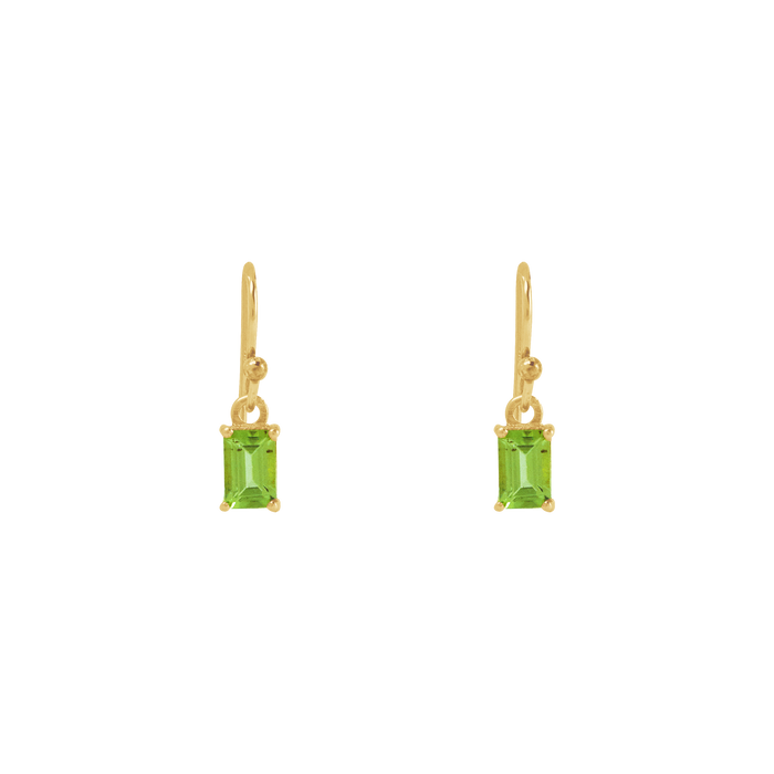 Tiny peridot earrings: Vermeil