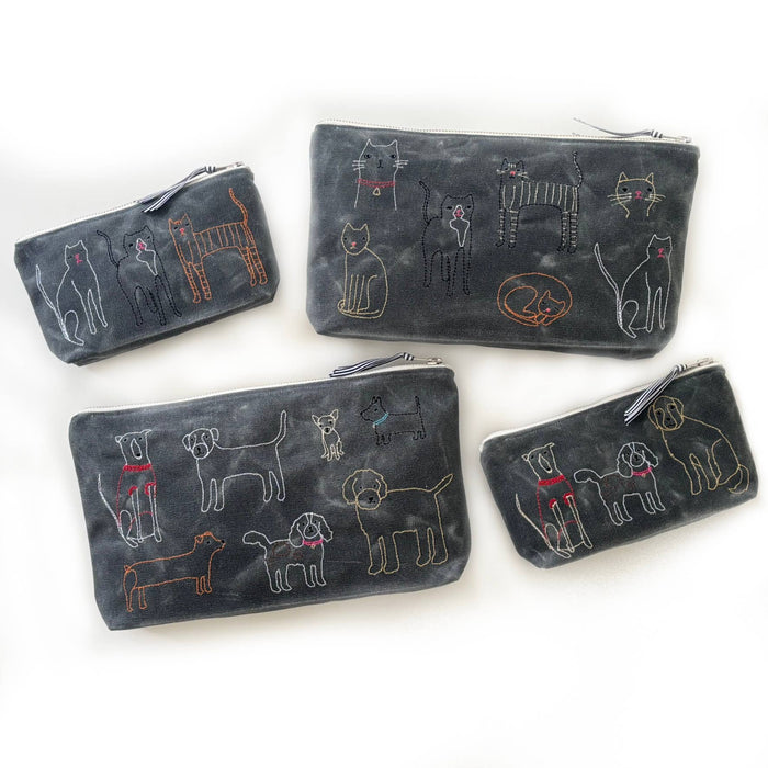 Dogs Waxed Canvas Pouch: Small