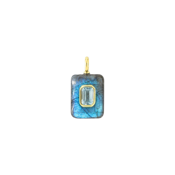 Labradorite Gemstone Pendant With Topaz: Mini Teardrop