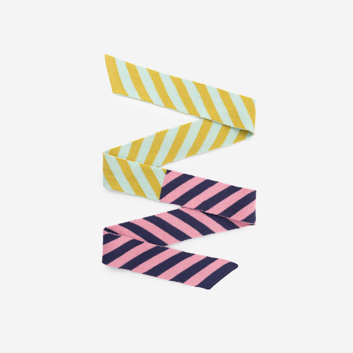 Zipper Stripe Ribbon Scarf: Poppy Stone Blue