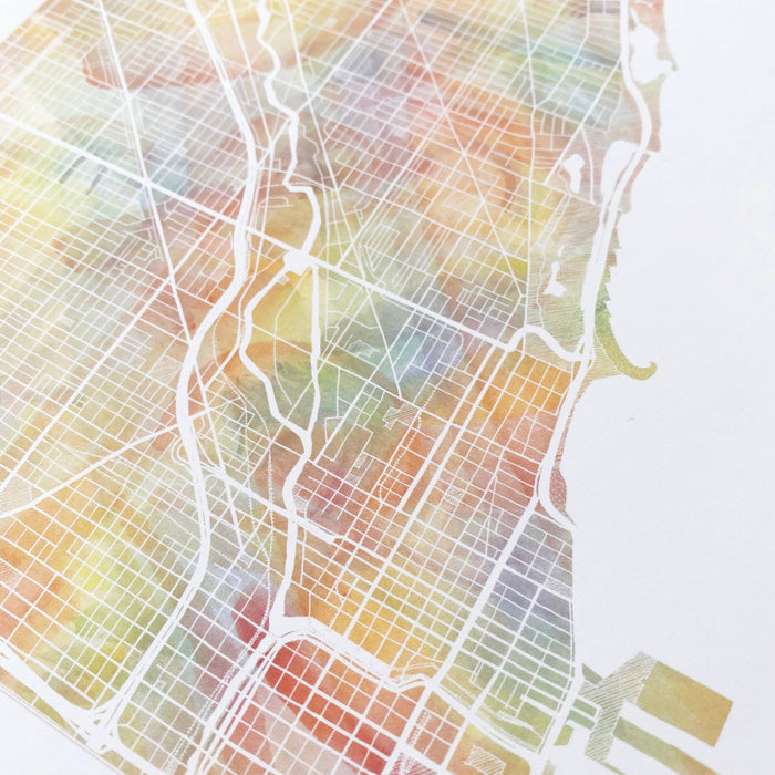 Chicago Illinois Pride Rainbow Watercolor Map ART PRINT: 11 x 14
