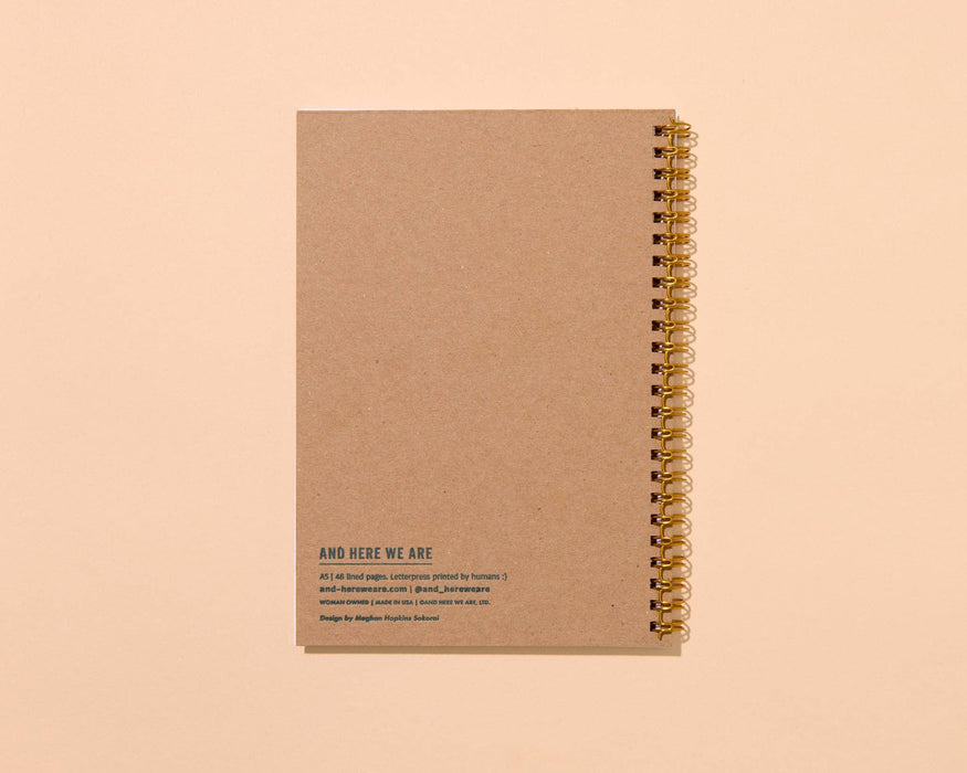 Letterpress A5 Lined Spiral Notebook—Cabbage Vegetable