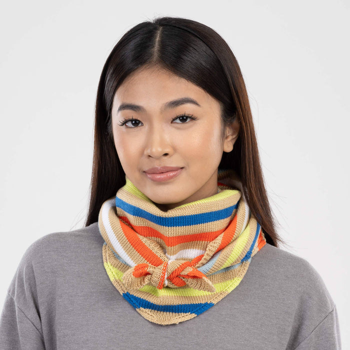 Color Stripe Triangle Scarf: Grey