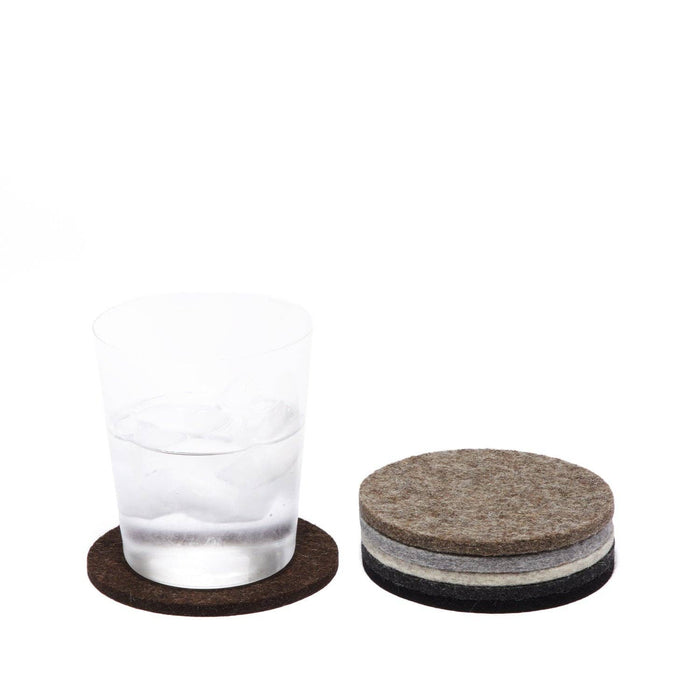 Bierfilzl Merino Wool Felt Round Coaster Multi 6 Pack: Earth