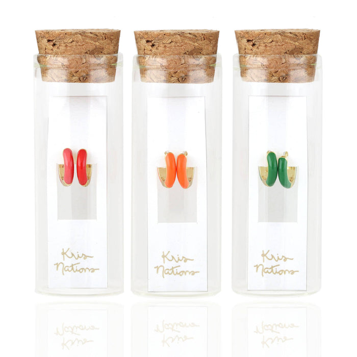 Enamel Huggie Hoop Earrings 18K Gold Vermeil | Sterling Silver 12mm Hoops Multiple Colors Hinge Closure Nickel Free Hypoallergenic Ships from CA : 18K Gold Vermeil / Aubergine