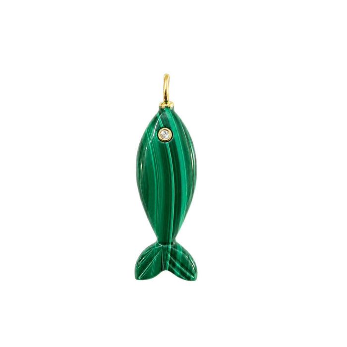 Mini Fish Gemstone Pendant With Topaz: Lapis