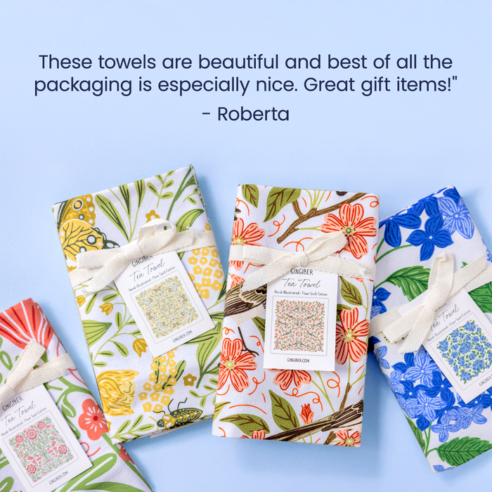 Zinnia Tea Towel - Spring Floral Kitchen Decor