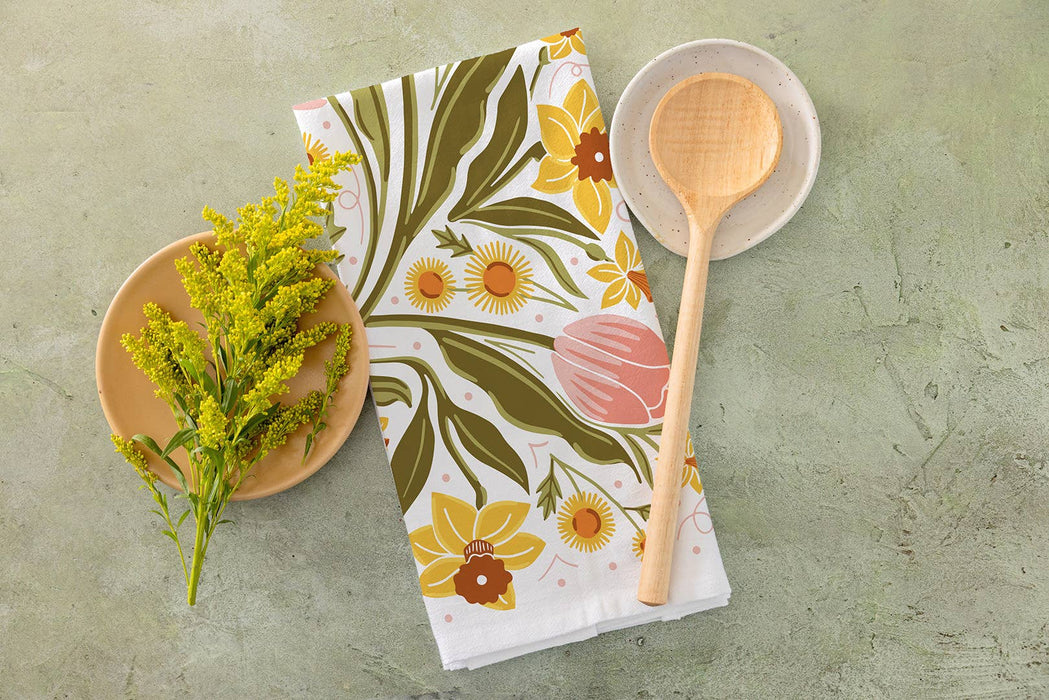 Daffodil Dreams Tea Towel - Spring Floral Kitchen Towel