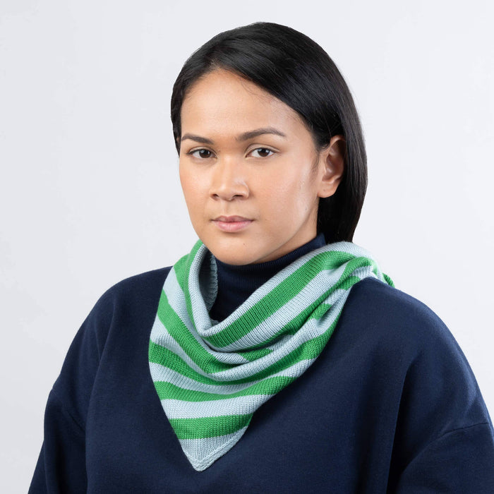 Simple Stripe Triangle Scarf: Lilac Denim