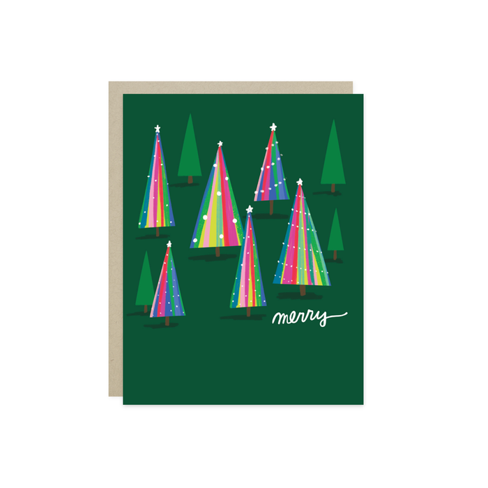 Colorful Trees Holiday Card