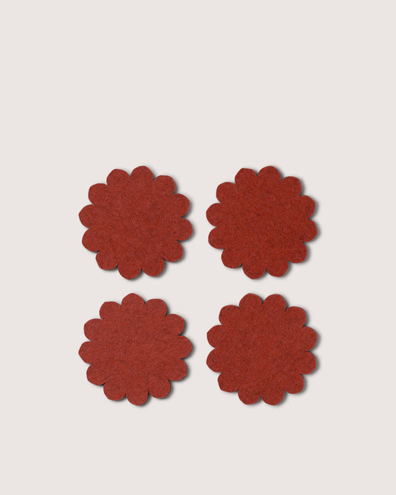 Crest Merino Wool Coaster Solid 4 Pack - Mahogany