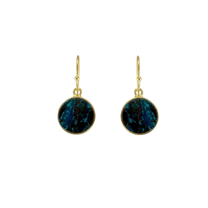 Chrysocolla Coin Earrings