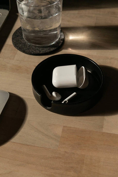 Kobon Leather Round Tray - Black