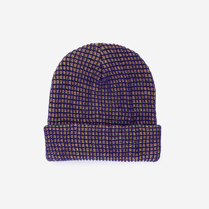 Simple Grid Knit Beanie: Black