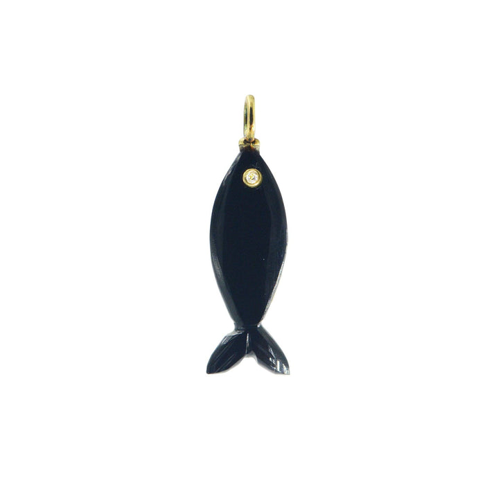 Mini Fish Gemstone Pendant With Topaz: Lapis