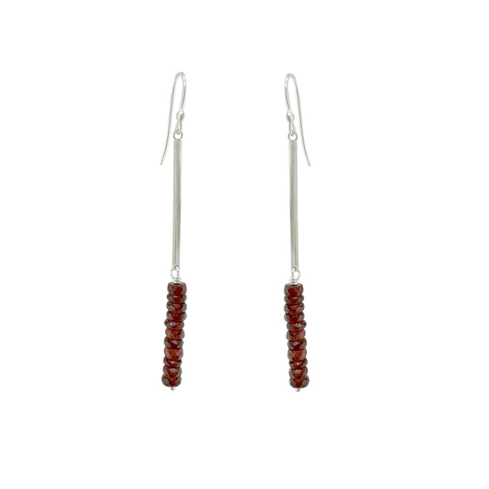 Garnet on bar earrings: Vermeil