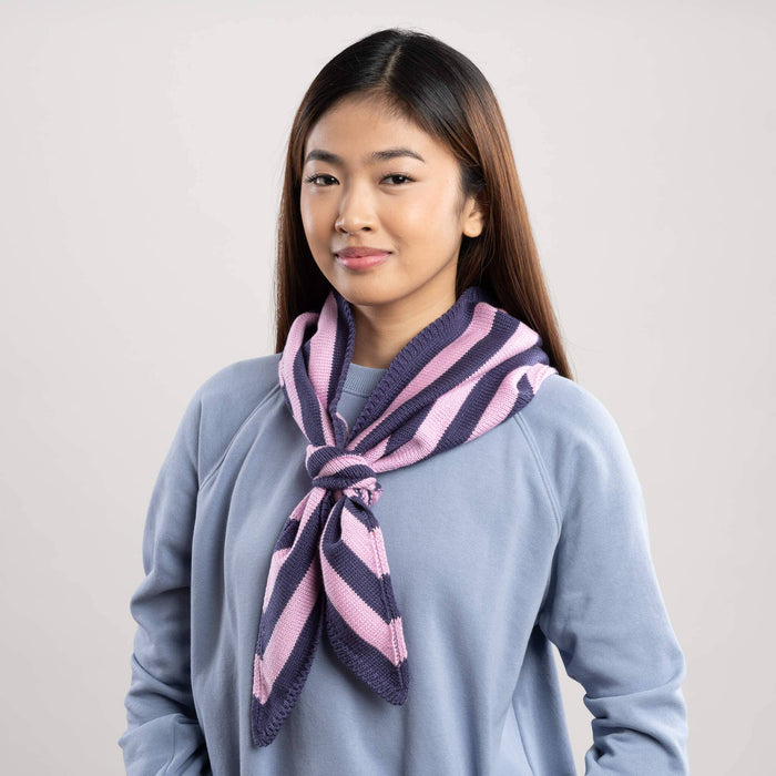 Simple Stripe Triangle Scarf: Lilac Denim