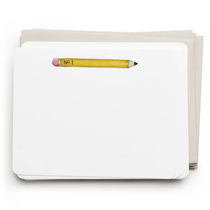 Pencil Flat Notecard Set, 8 Cards & Envelopes