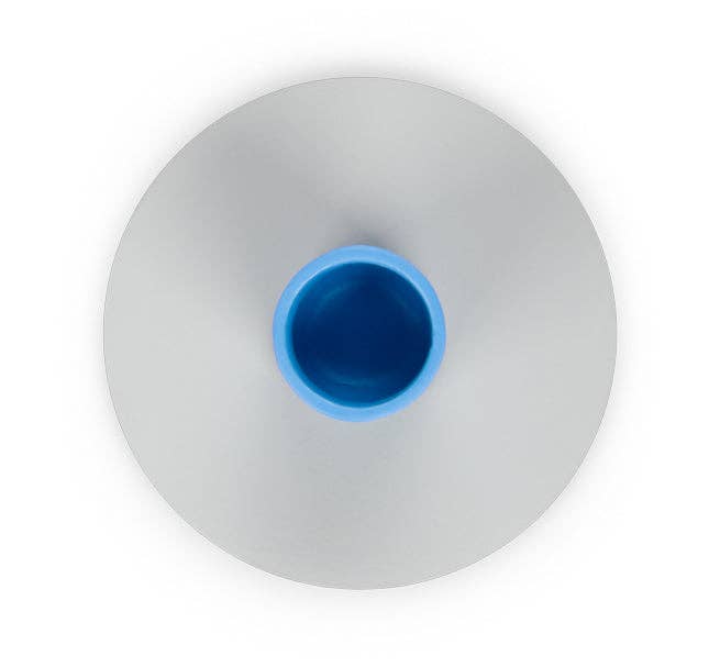 Small Two-Tone Gull Grey & Nanking Blue Metal Candleholder