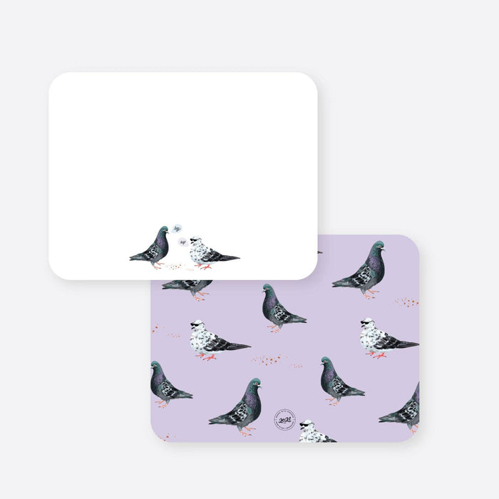 Chatting pigeons flat notecard set: Set of 8