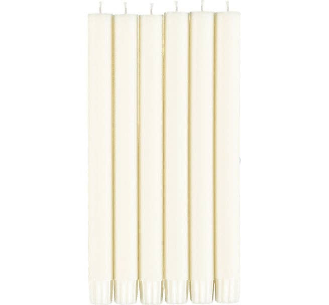 BRITISH COLOUR STANDARD - 25cm / 10'' H Pearl White Eco Dinner Candles, Gift Box of 6