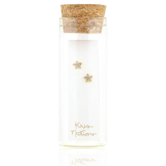 Star Crystal Stud Earrings 18K Gold Vermeil | Sterling Silver CZ Crystals Nickel Free Hypoallergenic Ships from CA: 18K Gold Vermeil
